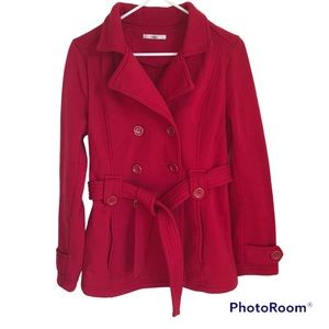 Papaya Red Pea Coat size Medium